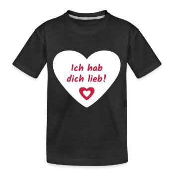 Ich hab dich Lieb Herz - Kinder Premium Bio T-Shirt - Schwarz - Vorne