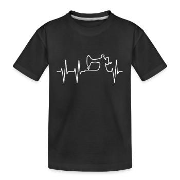 Nähen Nähmaschine DIY Nadel Faden Garn Herzschlag - Kinder Premium Bio T-Shirt - Schwarz - Vorne