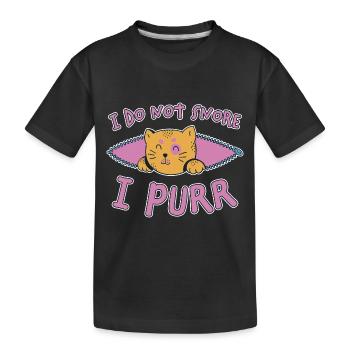 Purring Snoring Funny Saying Cat Gift - Kids' Premium Organic T-Shirt - black - Front