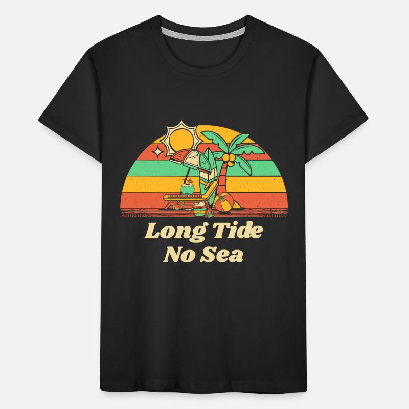 Longue marée Pas de plage de mer Amis Ocean Buddy Drôle T-shirt bio Premium Enfant