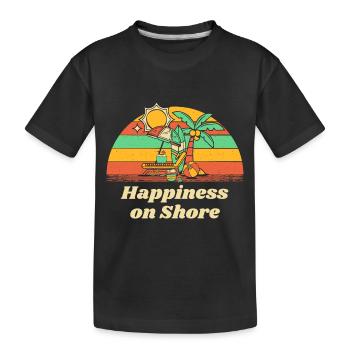 Happiness on Shore Beach Motivational Quote Ocean - Kids' Premium Organic T-Shirt - black - Front