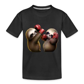 Niedliche Baby- Faultiere im Boxkampf - Kinder Premium Bio T-Shirt - Schwarz - Vorne
