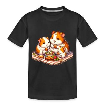 Meerschweinchen Familie Picknick im Freien - Kinder Premium Bio T-Shirt - Schwarz - Vorne