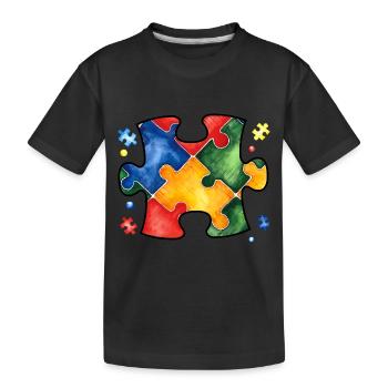 Autism Puzzle - Kids' Premium Organic T-Shirt - black - Front