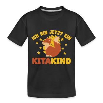 ich bin jetzt ein Kitakind 2025 Kita Fuchs - Kinder Premium Bio T-Shirt - Schwarz - Vorne