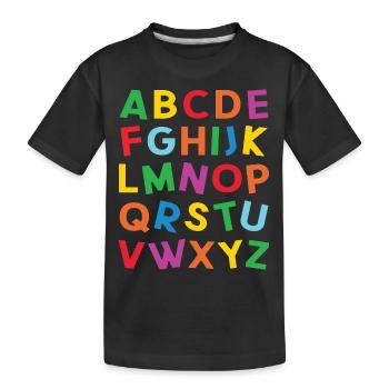 ABC Colorful Alphabet Letters for Reading - Kids' Premium Organic T-Shirt - black - Front