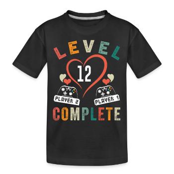Stufe 12 Schließe 12-jähriges Jubiläum ab 12 Jahre Hochzeit - Kinder Premium Bio T-Shirt - Schwarz - Vorne