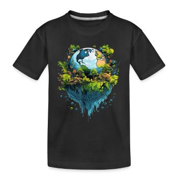 Respektiere deine Mutter am Tag der Erde - Kinder Premium Bio T-Shirt - Schwarz - Vorne