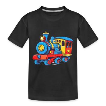 Niedliche Zug Eisenbahn Lokomotive - Kinder Premium Bio T-Shirt - Schwarz - Vorne