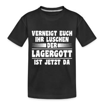 Lagergott Staplerfahrer Logistiker Lagerist Gabels - Kinder Premium Bio T-Shirt - Schwarz - Vorne