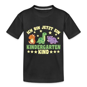 Kindergarten Dino I'm now a - Kids' Premium Organic T-Shirt - black - Front