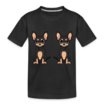 Pinscher Hund Comic - Kinder Premium Bio T-Shirt - Schwarz - Vorne