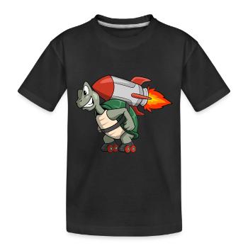 Tortue mignonne avec patin à roulettes et sac à dos fusée - T-shirt bio Premium Enfant - noir - Devant