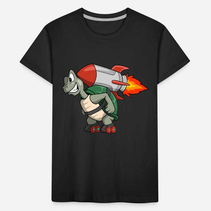 Cute turtle with roller skate and rocket backpack Kids' Premium Organic T-Shirt