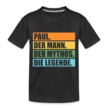 Paul - Kinder Premium Bio T-Shirt - Schwarz - Vorne