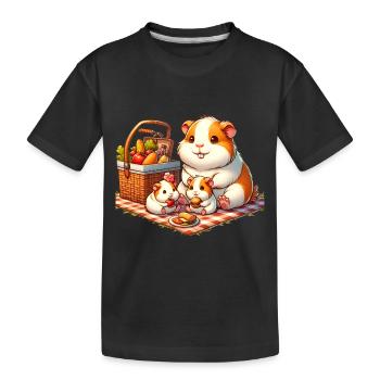 Meerschweinchen Familie Picknick im Freien - Kinder Premium Bio T-Shirt - Schwarz - Vorne