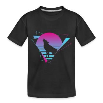 Wolf Vaporwave Wolfsrudel Wolf Wölfe - Kinder Premium Bio T-Shirt - Schwarz - Vorne