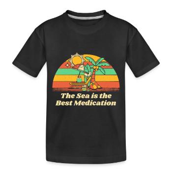 La mer est le meilleur médicament Plage motivationnelle - T-shirt bio Premium Enfant - noir - Devant