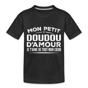 Ich liebe dich von ganzem Herzen und liebe Kuscheltier Geschenk - Kinder Premium Bio T-Shirt - Schwarz - Vorne