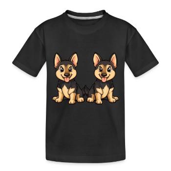 German Shepherd Hund Comic - Kinder Premium Bio T-Shirt - Schwarz - Vorne