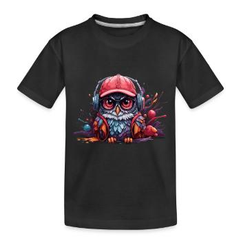 Hibou Art animalier je chouette mignonne cool - T-shirt bio Premium Enfant - noir - Devant