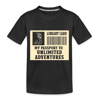 Carte de bibliothèque Mon laissez-passer illimité - T-shirt bio Premium Enfant - noir - Devant