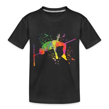 Hochspringer Wasserfarben Hochsprung - Kinder Premium Bio T-Shirt - Schwarz - Vorne