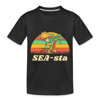 SEA-sta Beach Summer Ocean Tropical Seaside Trip - Kids' Premium Organic T-Shirt - black - Front