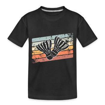 Badminton Federball - Kinder Premium Bio T-Shirt - Schwarz - Vorne