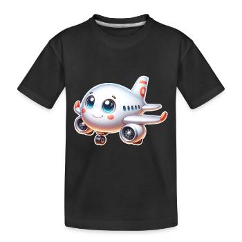 Flugzeug - Kinder Premium Bio T-Shirt - Schwarz - Vorne