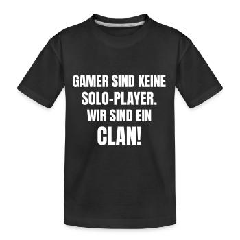 Gamer sind keine Solo-Player. Wir sind ein Clan! - Kinder Premium Bio T-Shirt - Schwarz - Vorne