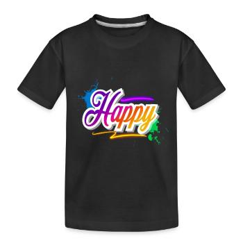 Happy - Kids' Premium Organic T-Shirt - black - Front