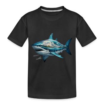 Cooler Hai Meereslandschaft Gemälde Kunst - Kinder Premium Bio T-Shirt - Schwarz - Vorne