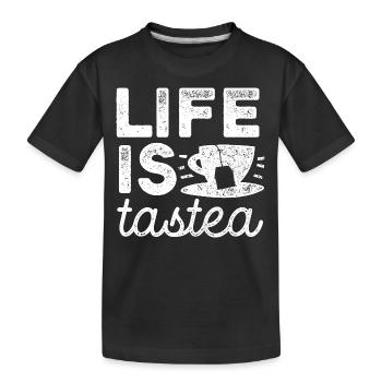 Life is tastea - Thé - Cadeau Buveur de Thé - T-shirt bio Premium Enfant - noir - Devant