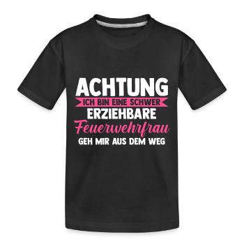 Feuerwehr Feuerwehrfrau - Kinder Premium Bio T-Shirt - Schwarz - Vorne