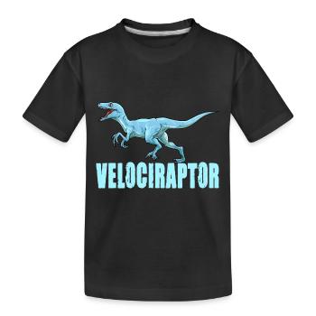 Dinosaurier Velociraptor Raptor Dino - Kinder Premium Bio T-Shirt - Schwarz - Vorne