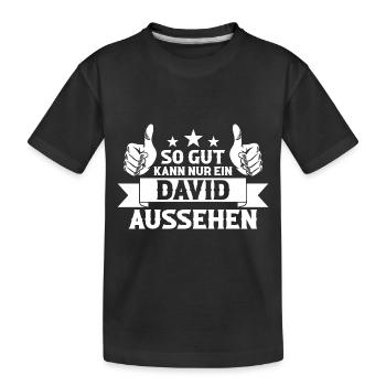 David - Kinder Premium Bio T-Shirt - Schwarz - Vorne