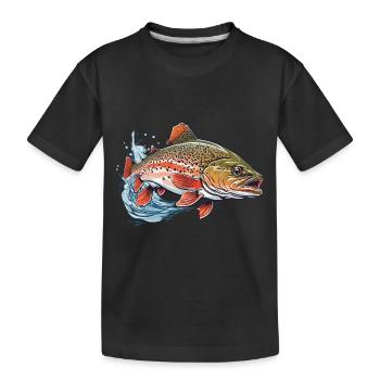 Truite dans l’eau Poissons Conception Pêche et Pêche - T-shirt bio Premium Enfant - noir - Devant