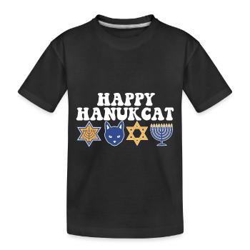 Jewish Hanukkah Hanukcat Star Of David Menorah - Kids' Premium Organic T-Shirt - black - Front