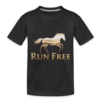 Freiheit mit Pferd genießen - Kinder Premium Bio T-Shirt - Schwarz - Vorne