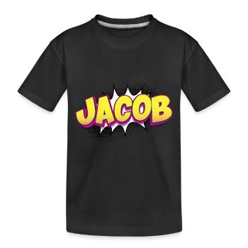 Jacob Benutzerdefinierter Name Comic-Stil Pop-Art, Jacob - Kinder Premium Bio T-Shirt - Schwarz - Vorne