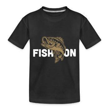 Fisch auf Seebarsch Fischen Fischer - Kinder Premium Bio T-Shirt - Schwarz - Vorne