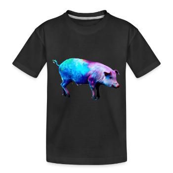Farbenfrohes Schwein - Kinder Premium Bio T-Shirt - Schwarz - Vorne