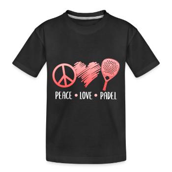 Padel Paddel Tennis Liebe Frieden Herz I Geschenk - Kinder Premium Bio T-Shirt - Schwarz - Vorne