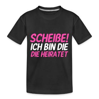 Braut Hochzeit Heiraten Junggesellenabschied - Kinder Premium Bio T-Shirt - Schwarz - Vorne