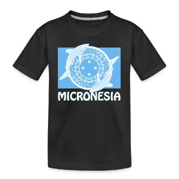 Drapeau de la Micronésie et requins d’eau profonde à pointe blanche - T-shirt bio Premium Enfant - noir - Devant