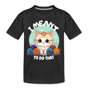 Katze Wolle Stricken Häkeln Handarbeit Niedlich - Kinder Premium Bio T-Shirt - Schwarz - Vorne
