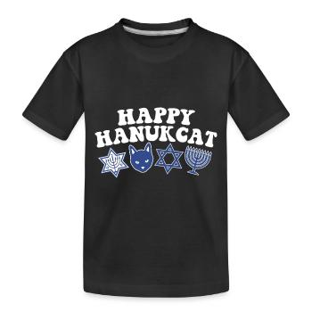 Happy Hanukkah Hanukcat Jewish Costume Menorah - Kids' Premium Organic T-Shirt - black - Front