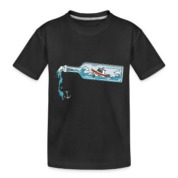 Flaschenpost Boot Anker Meer Nachricht für eine - Kinder Premium Bio T-Shirt - Schwarz - Vorne