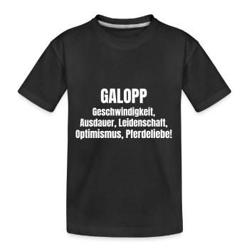 Galopp beim Pferd. - Kinder Premium Bio T-Shirt - Schwarz - Vorne
